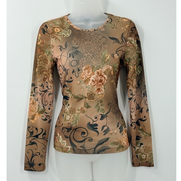 Eye-shadow Tops - Vtg Y2K Eye-shadow sheer Top Womens sz M fairy grunge romantic whimsigoth floral